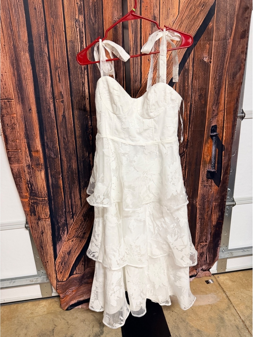 Lulus White Floral Tiered Dress with Tie Straps Size M